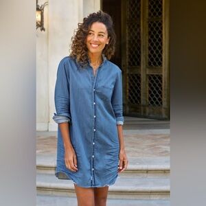 Frank & Eileen Denim Dress: Ruffle Collar Mary Dress 👗Vintage Stonewashed Indigo